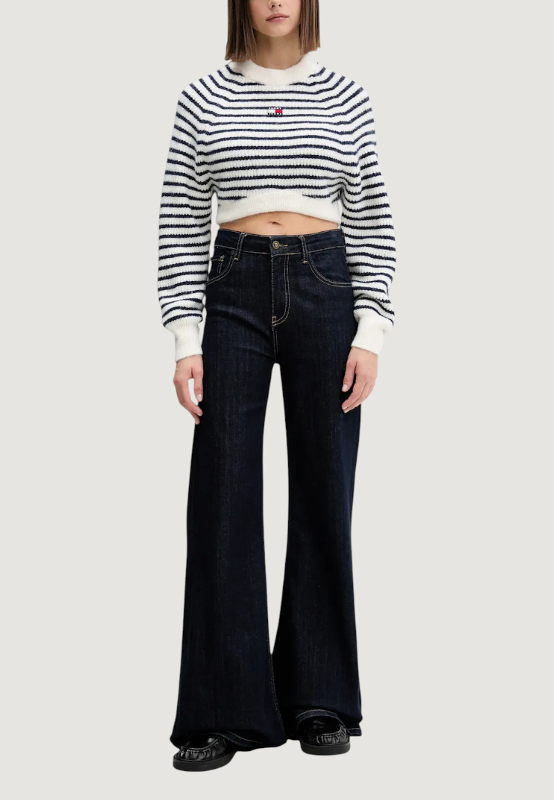 Maglione Tommy Hilfiger Jeans tjw crop badge sweat Panna - Foto 3