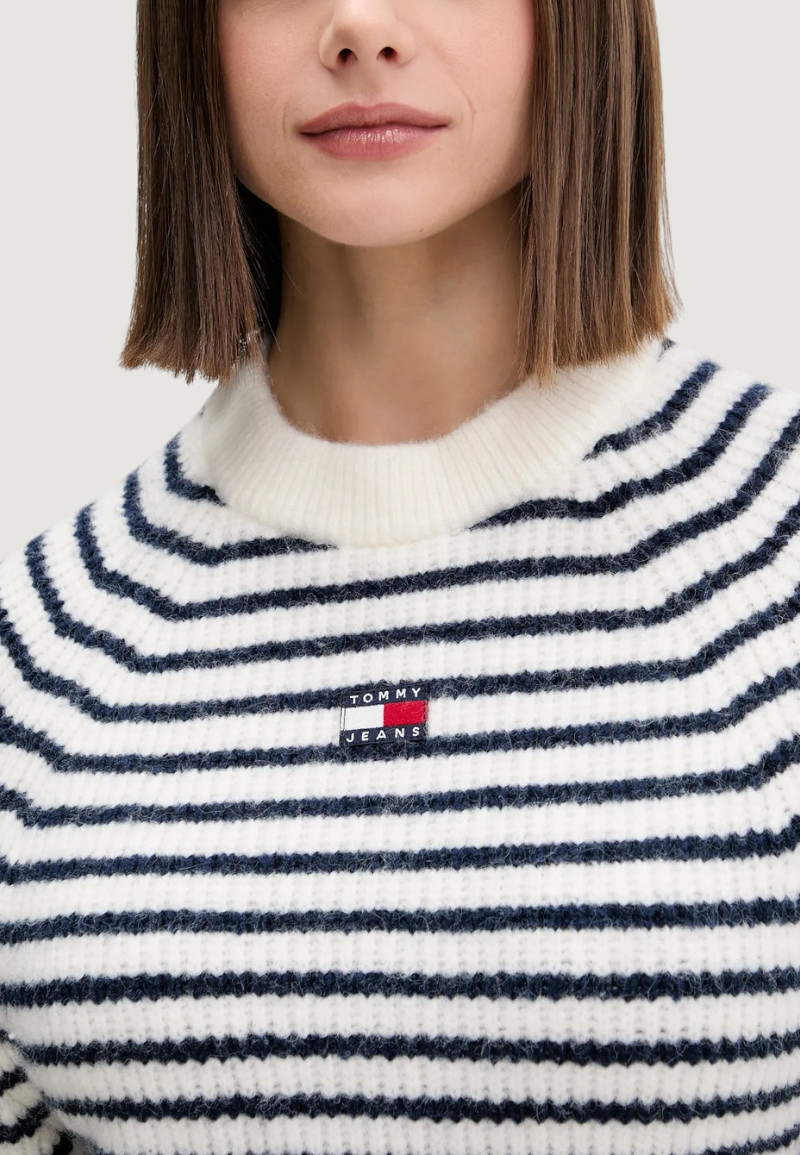 Maglione Tommy Hilfiger Jeans tjw crop badge sweat Panna - Foto 4