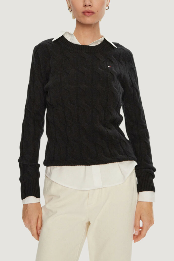 Maglione Tommy Hilfiger soft wool cable c-nk Nero