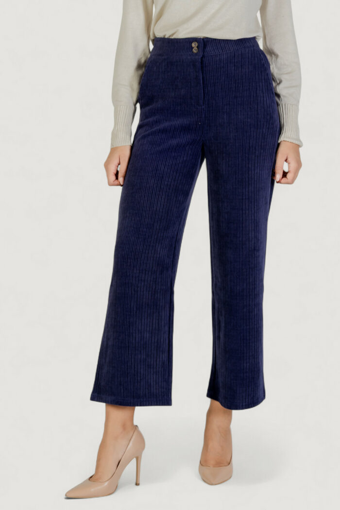 Pantaloni a palazzo ICHI ihkate corduroy pa2 Blu marine