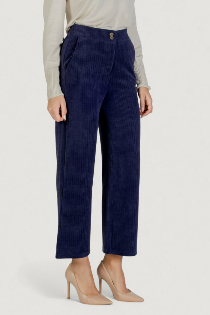 Pantaloni a palazzo ICHI ihkate corduroy pa2 Blu marine