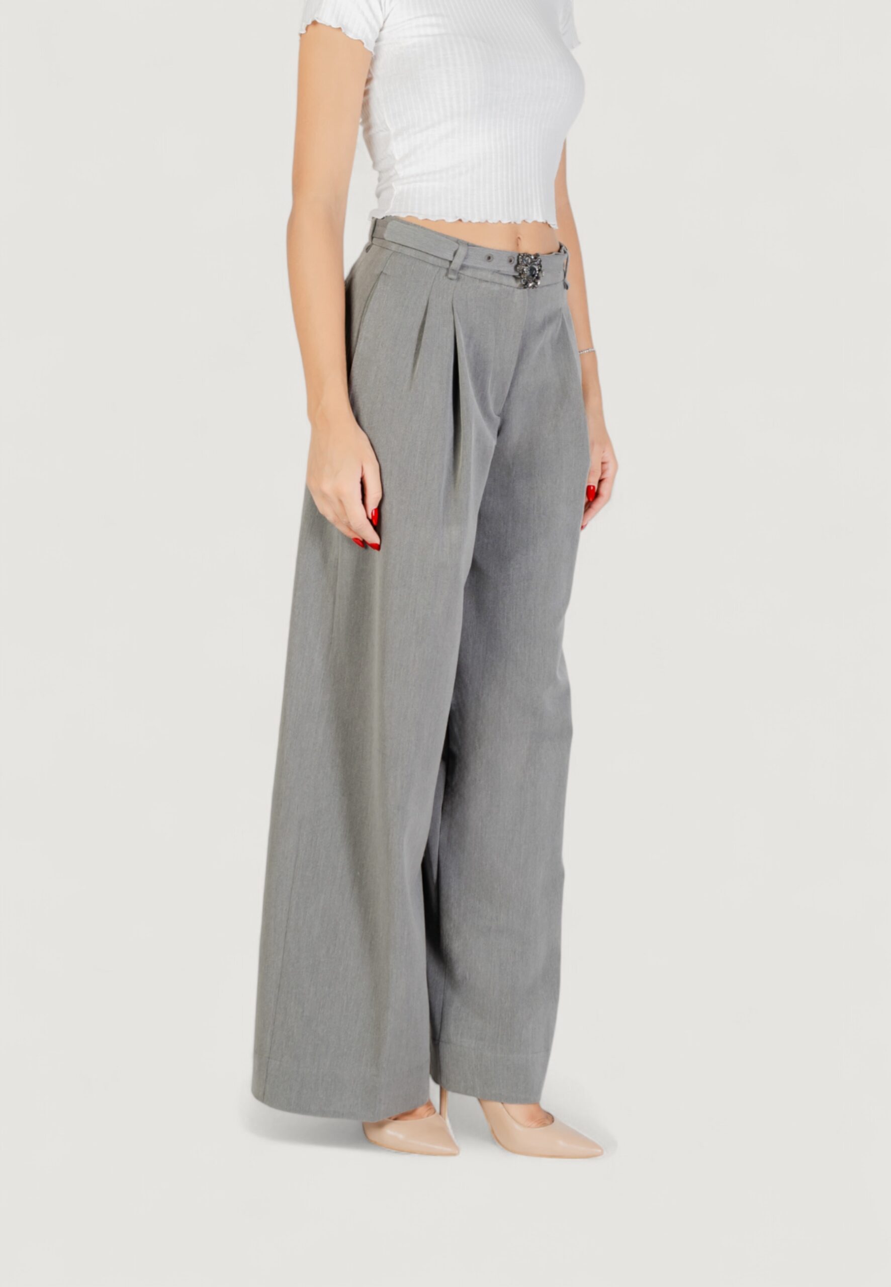 Pantaloni a palazzo Liu-Jo ecs pant.pieghe Grigio - Foto 4