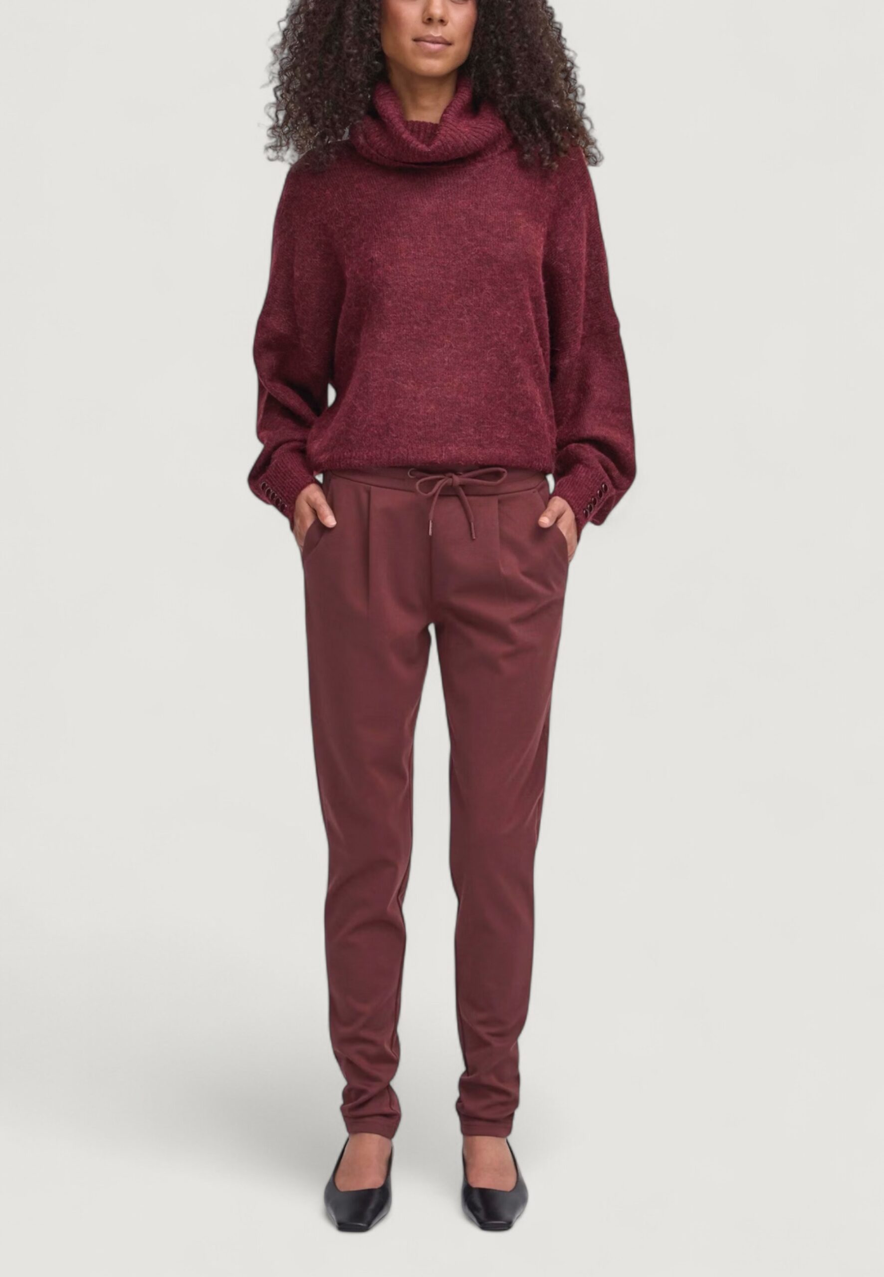 Pantaloni a sigaretta ICHI ihkate pa2 long Bordeaux - Foto 2