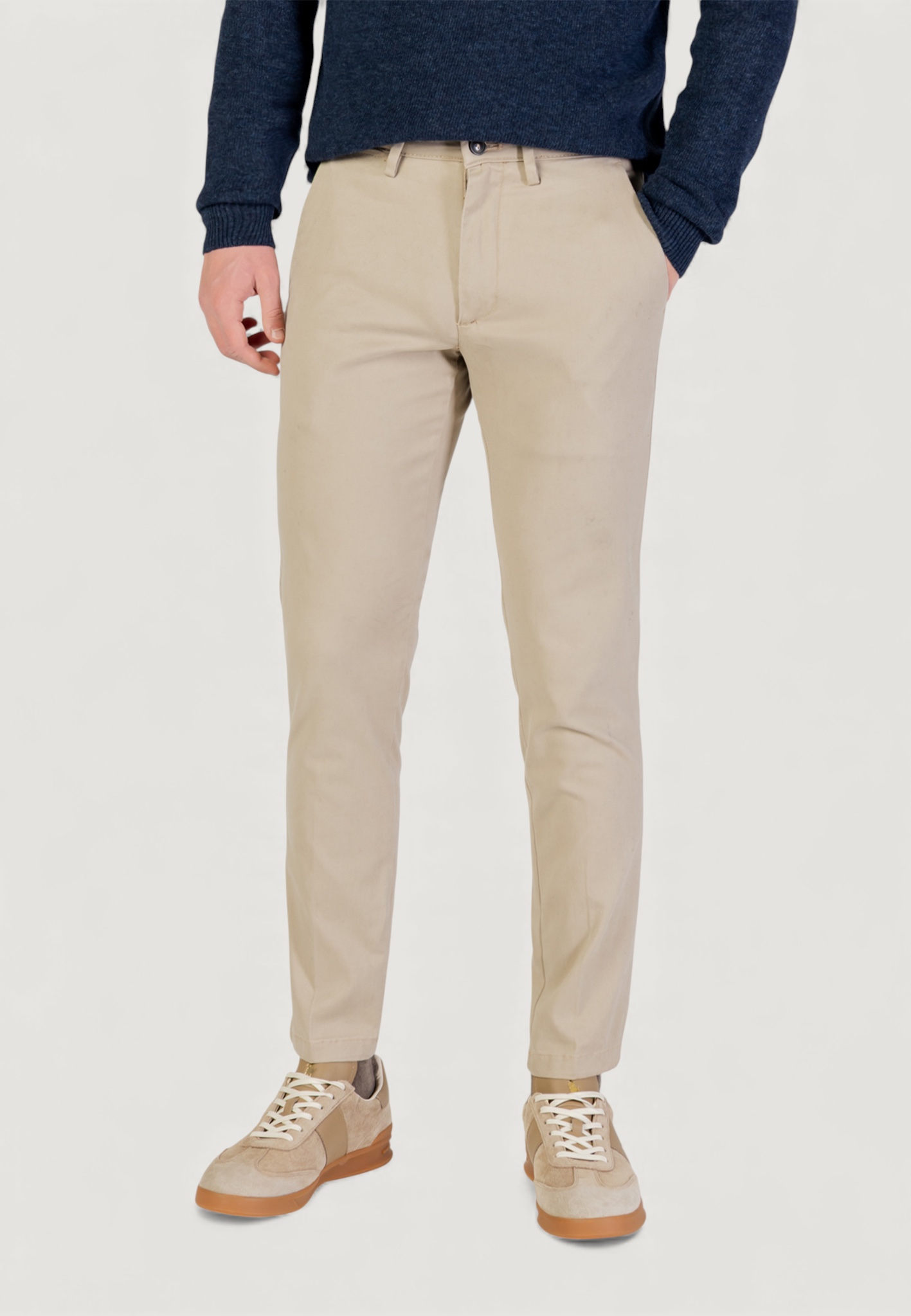 Pantaloni slim Borghese chino - slim fit Beige chiaro - Foto 1
