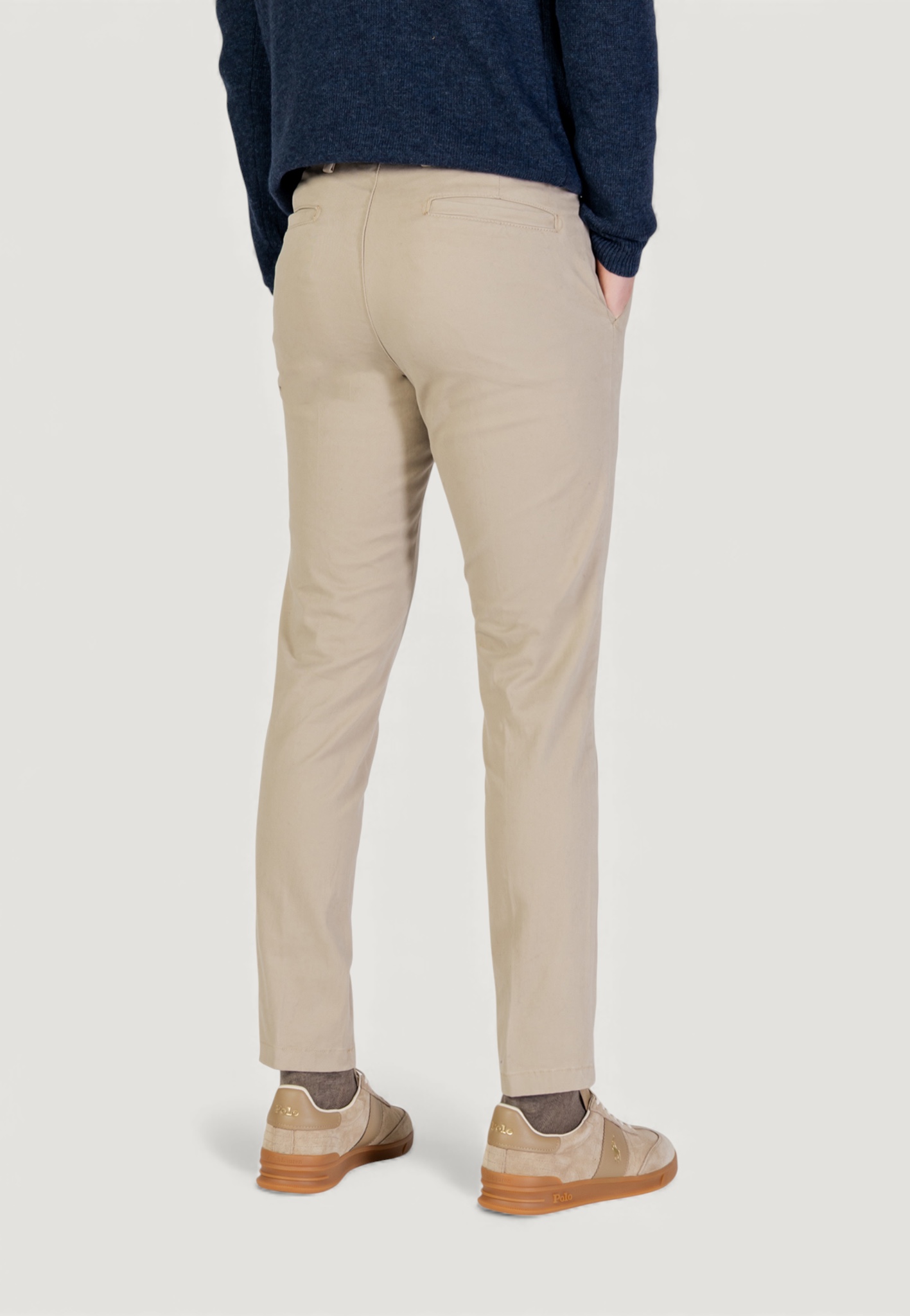 Pantaloni slim Borghese chino - slim fit Beige chiaro - Foto 4