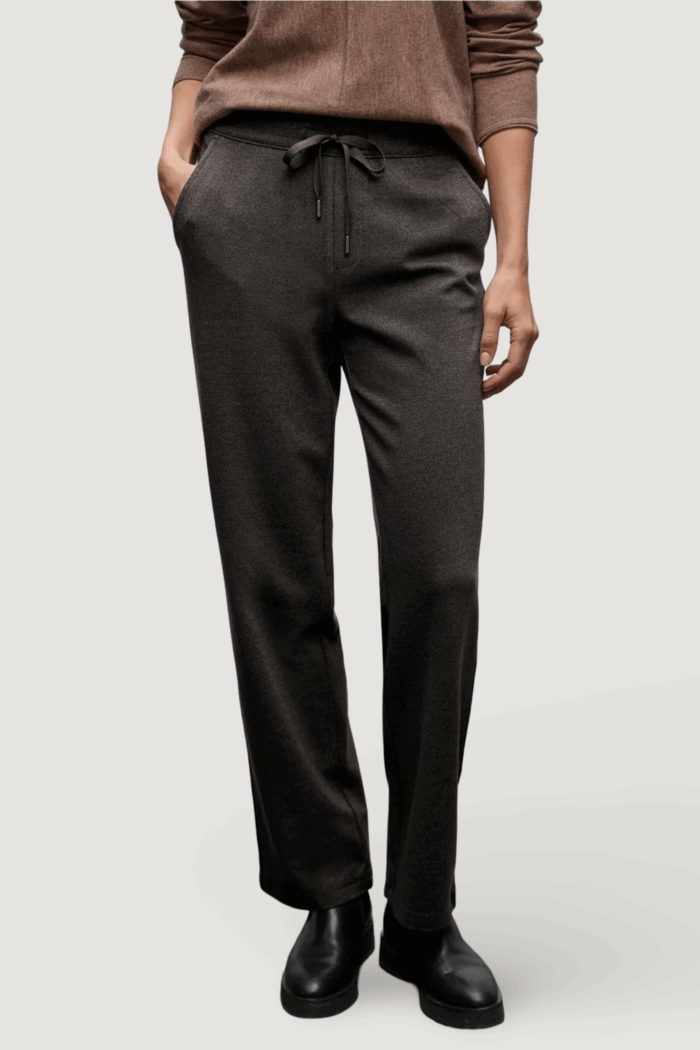 Pantaloni regular Street One straight leg w. tape at sides Marrone