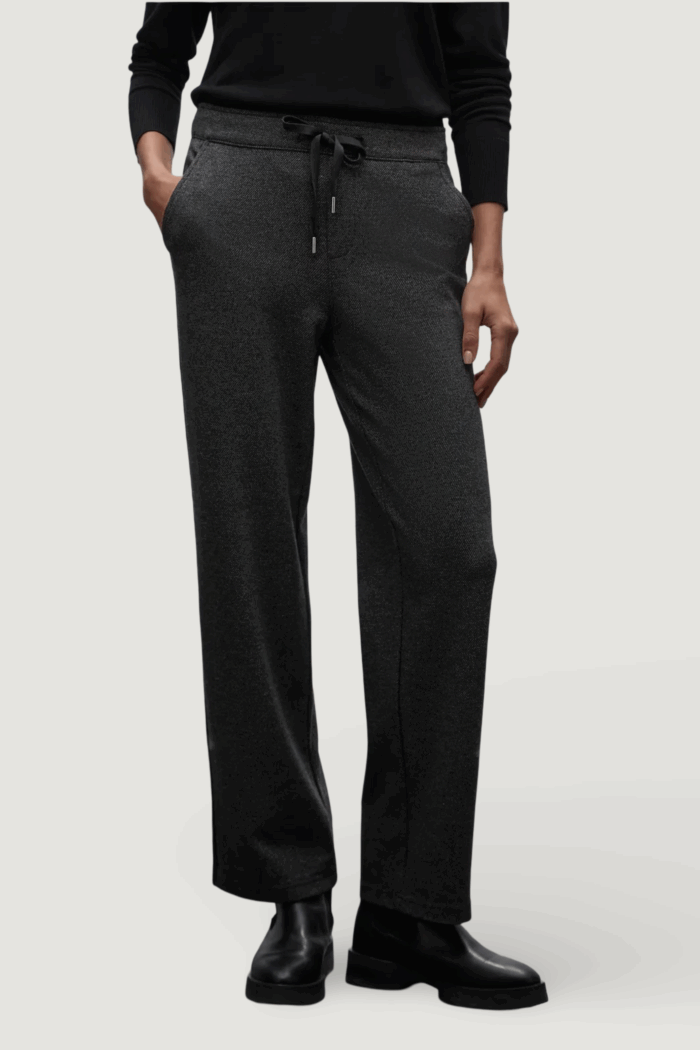 Pantaloni regular Street One straight leg w. tape at sides Nero