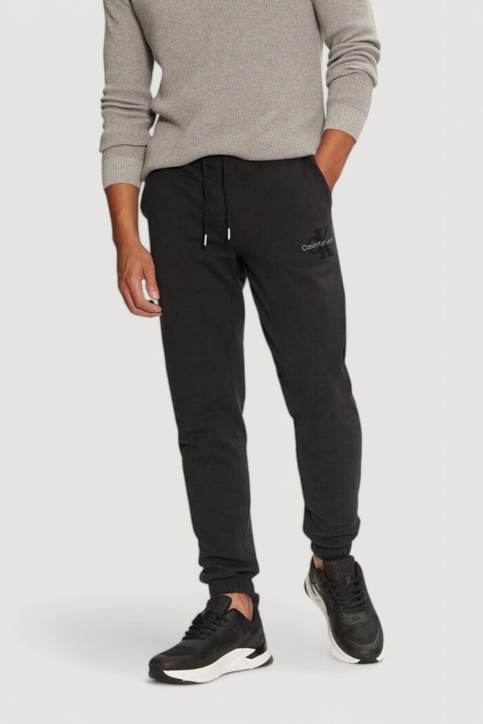 Pantaloni sportivi Calvin Klein Jeans chenille monologo sw Nero