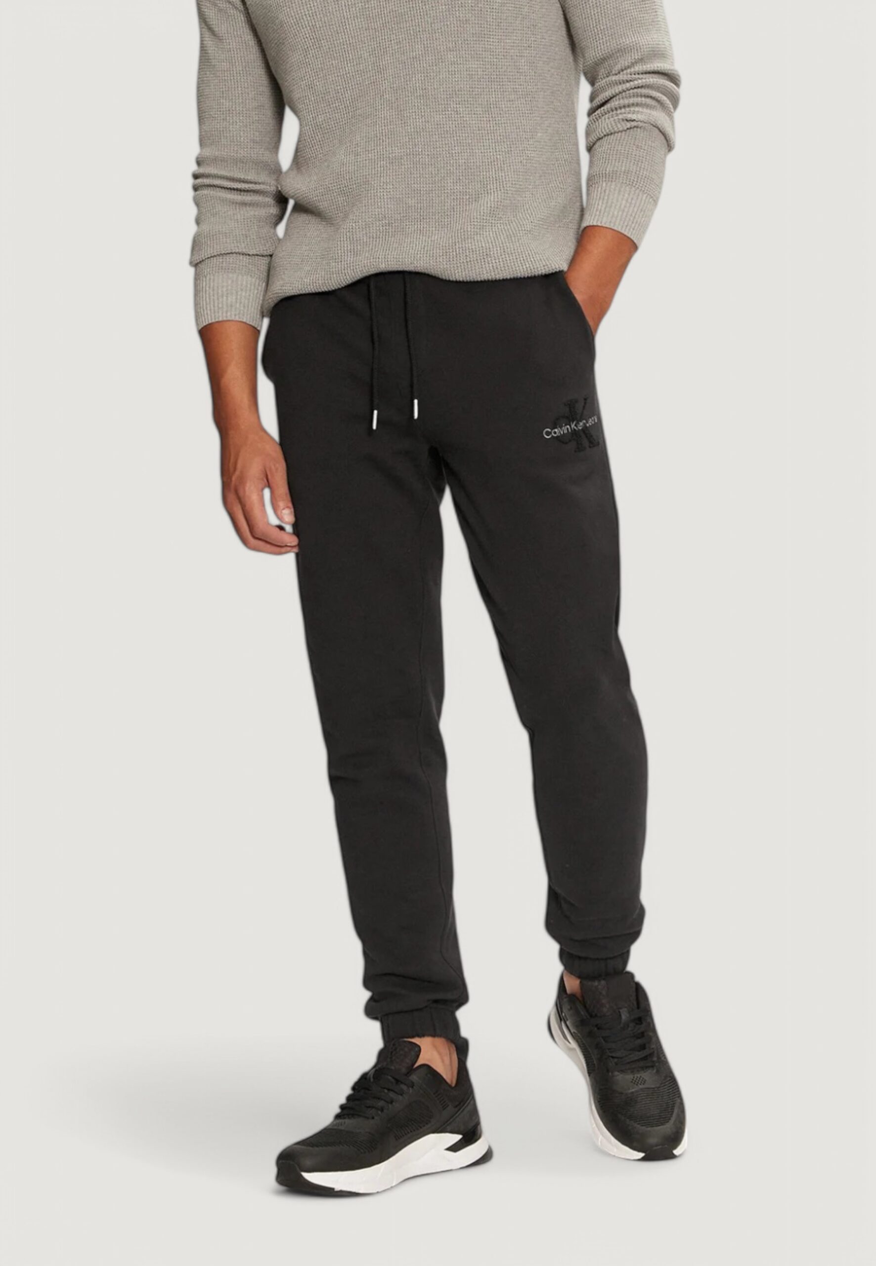 Pantaloni sportivi Calvin Klein Jeans chenille monologo sw Nero - Foto 1