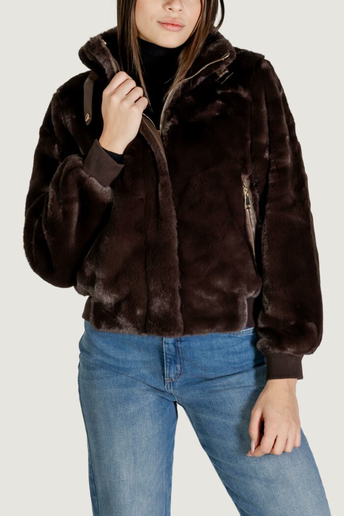 Pelliccia ecologica Choral pelliccia bomber corto Marrone