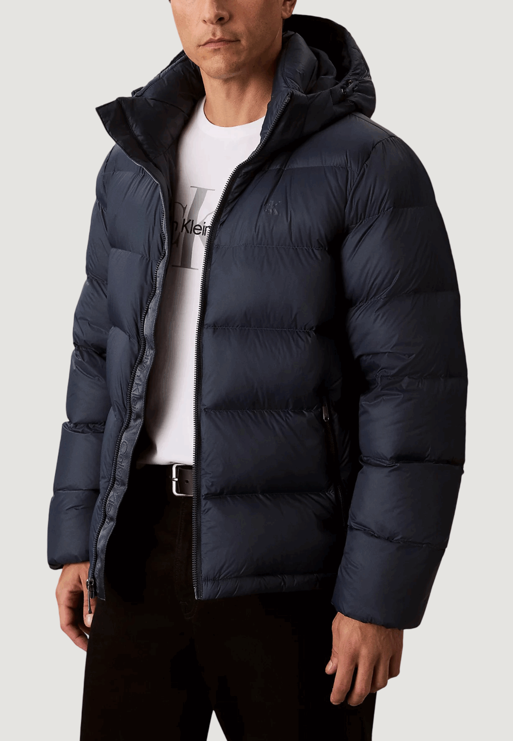 Piumino Calvin Klein Jeans ls nylon zip off hoo Blu - Foto 1