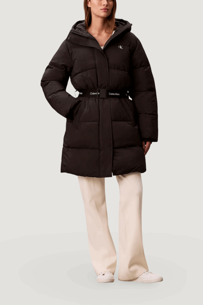 Piumino Calvin Klein Jeans belted midweight lon Nero