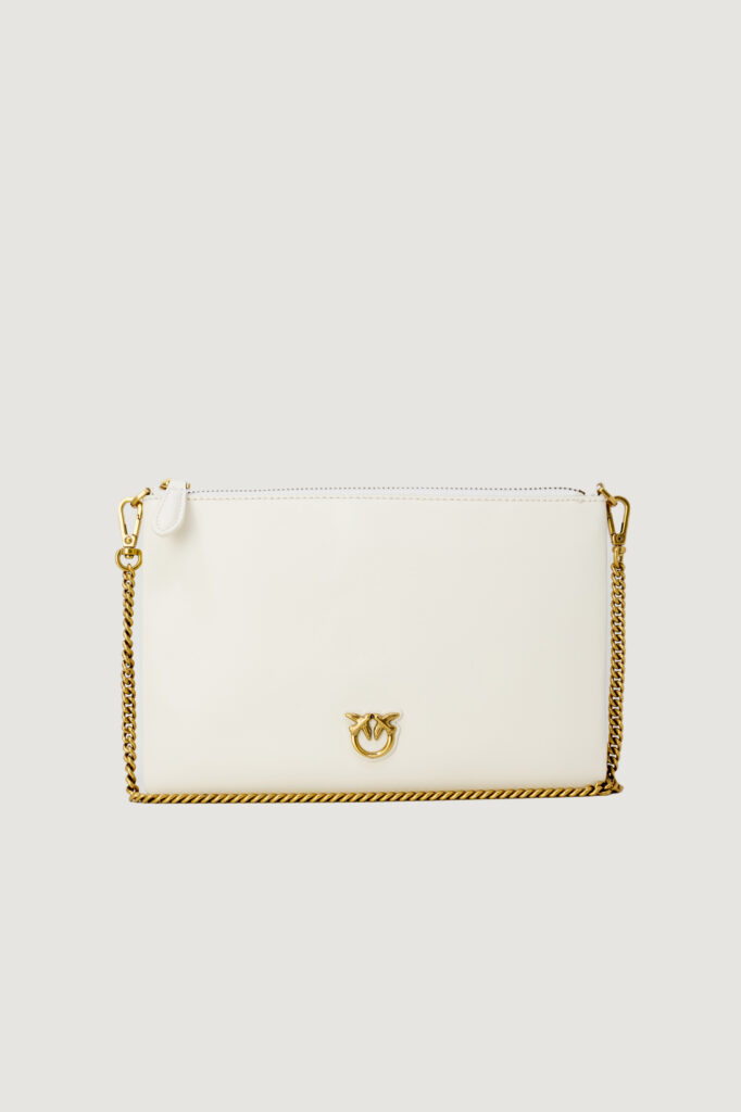 Pochette Pinko flat classic vitello seta Panna