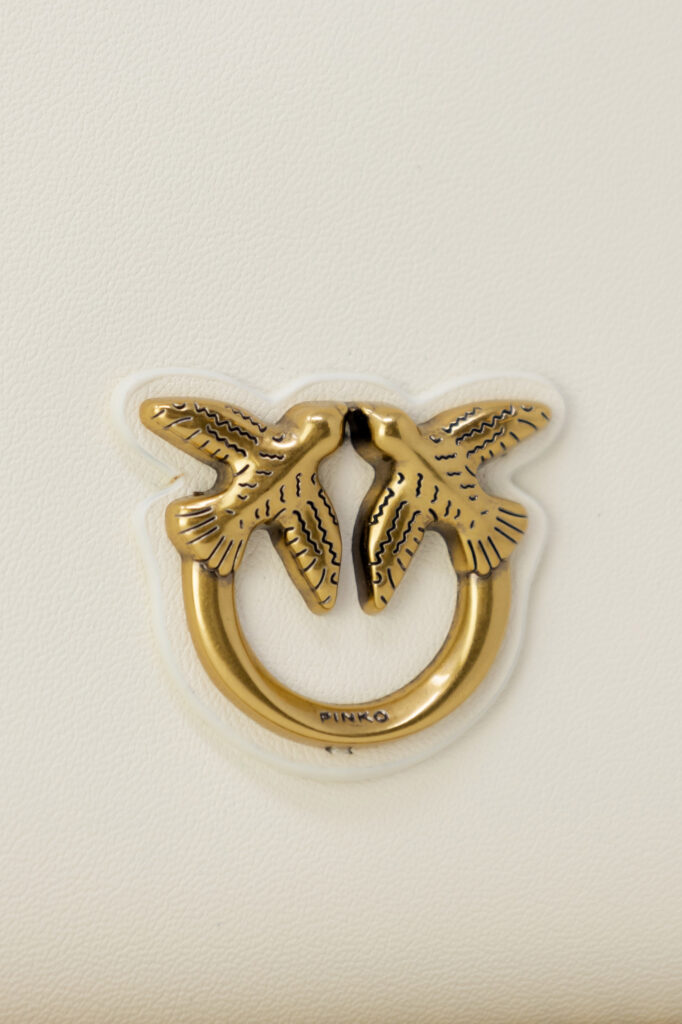 Pochette Pinko flat classic vitello seta Panna