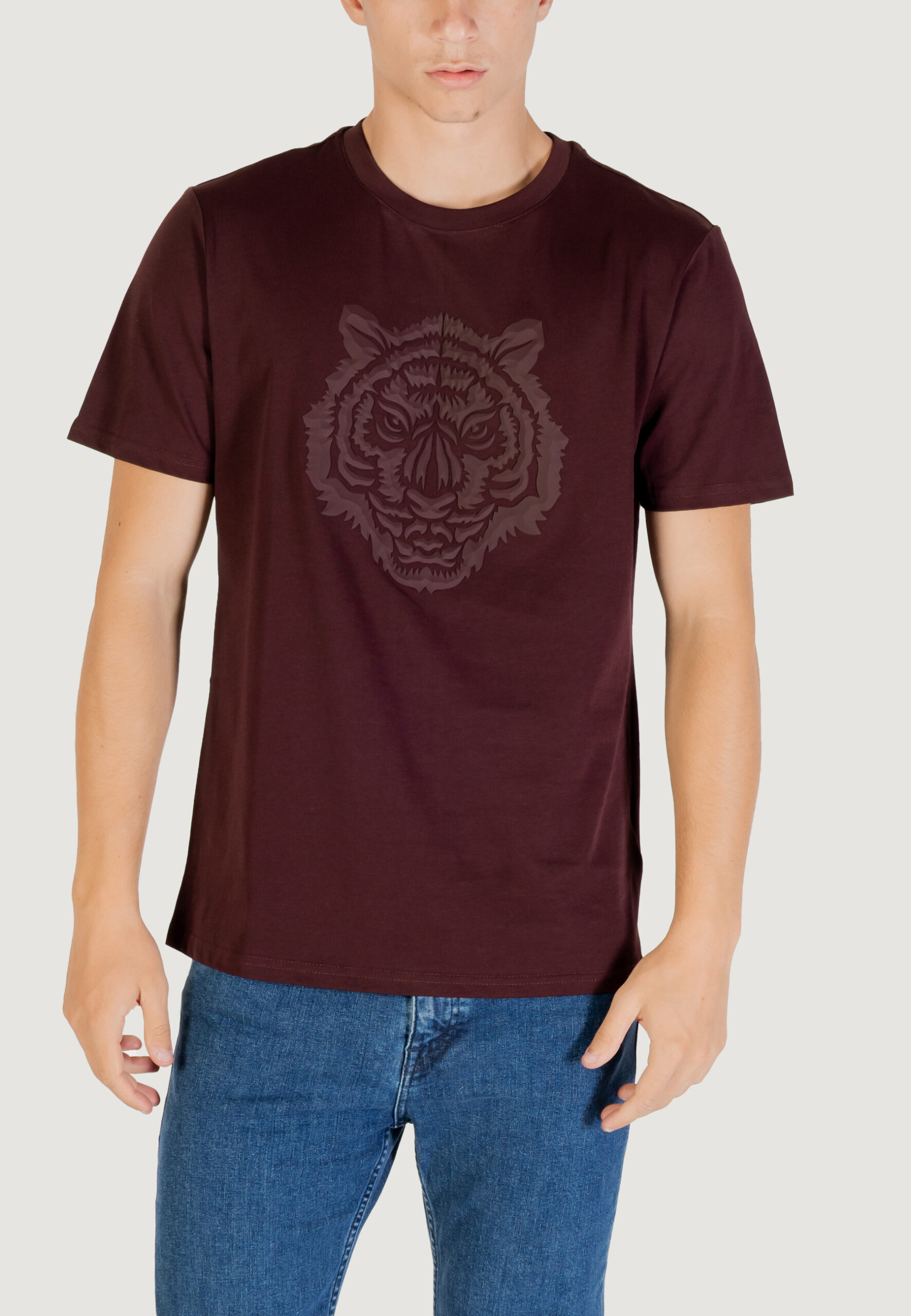 T-shirt Antony Morato stuttgart regular fit with prism shape rubber tiger print Bordeaux - Foto 1