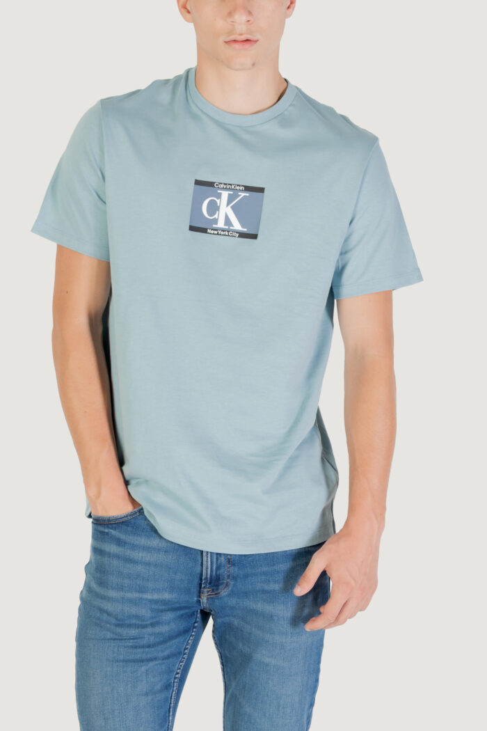 T-shirt Calvin Klein ss 30s eu sp ck box Blu Chiaro