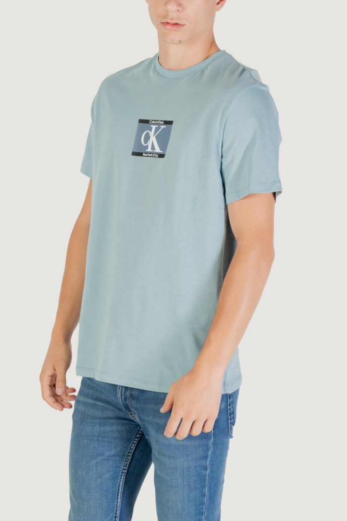 T-shirt Calvin Klein ss 30s eu sp ck box Blu Chiaro