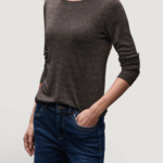 T-shirt manica lunga Street One basic lurex shirt Marrone - Foto 1