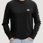 T-shirt manica lunga Tommy Hilfiger Jeans tjm reg pop col nw c Nero - Foto 1