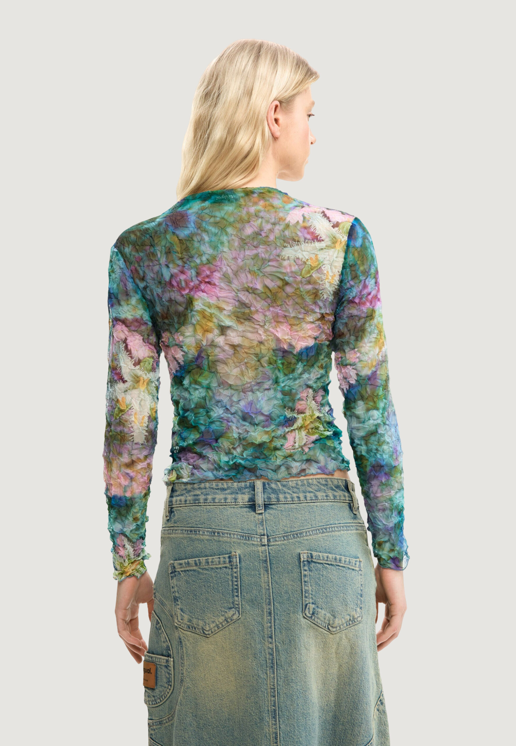 Bluse manica lunga Desigual blus_bettle Azzurro - Foto 3