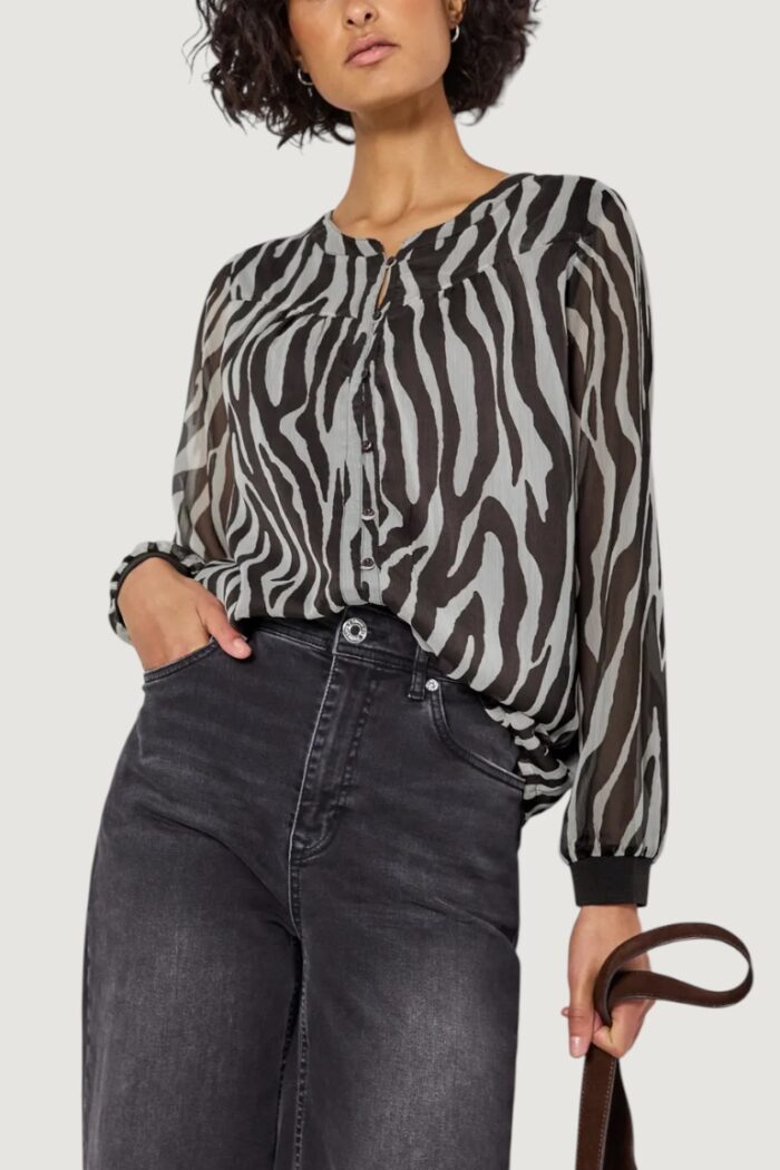 Bluse manica lunga Street One printed chiffon blouse w Marrone