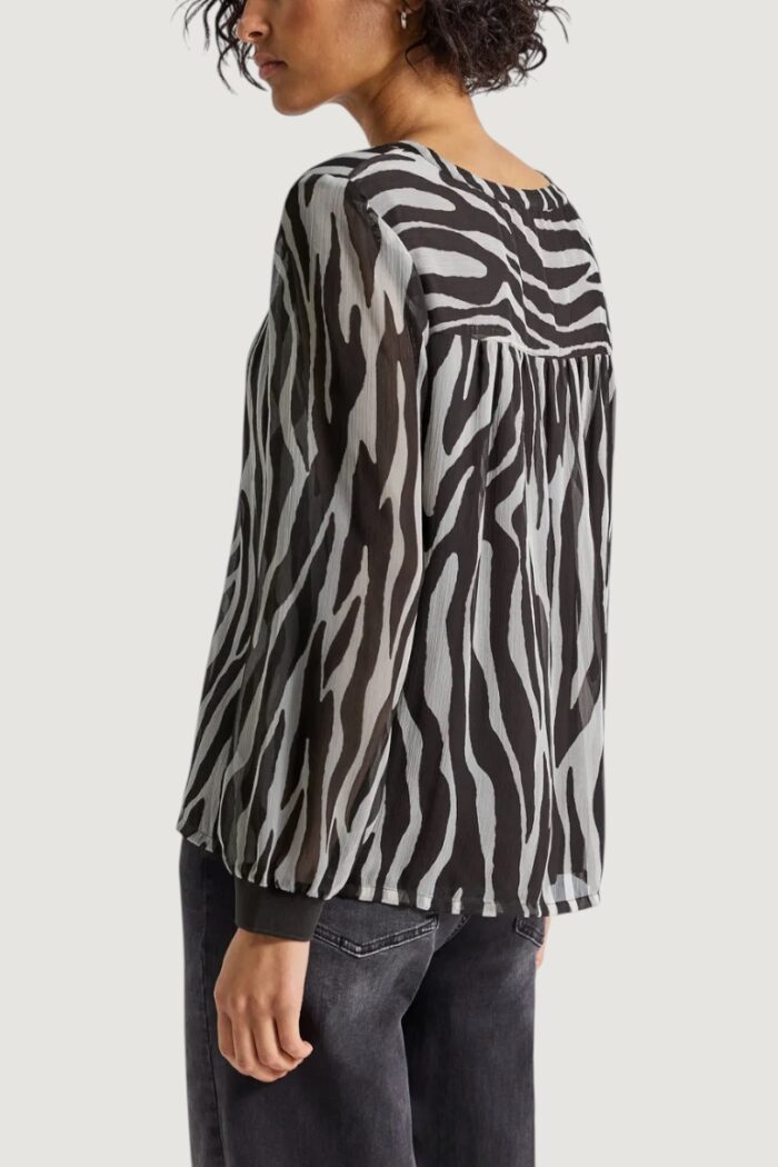 Bluse manica lunga Street One printed chiffon blouse w Marrone