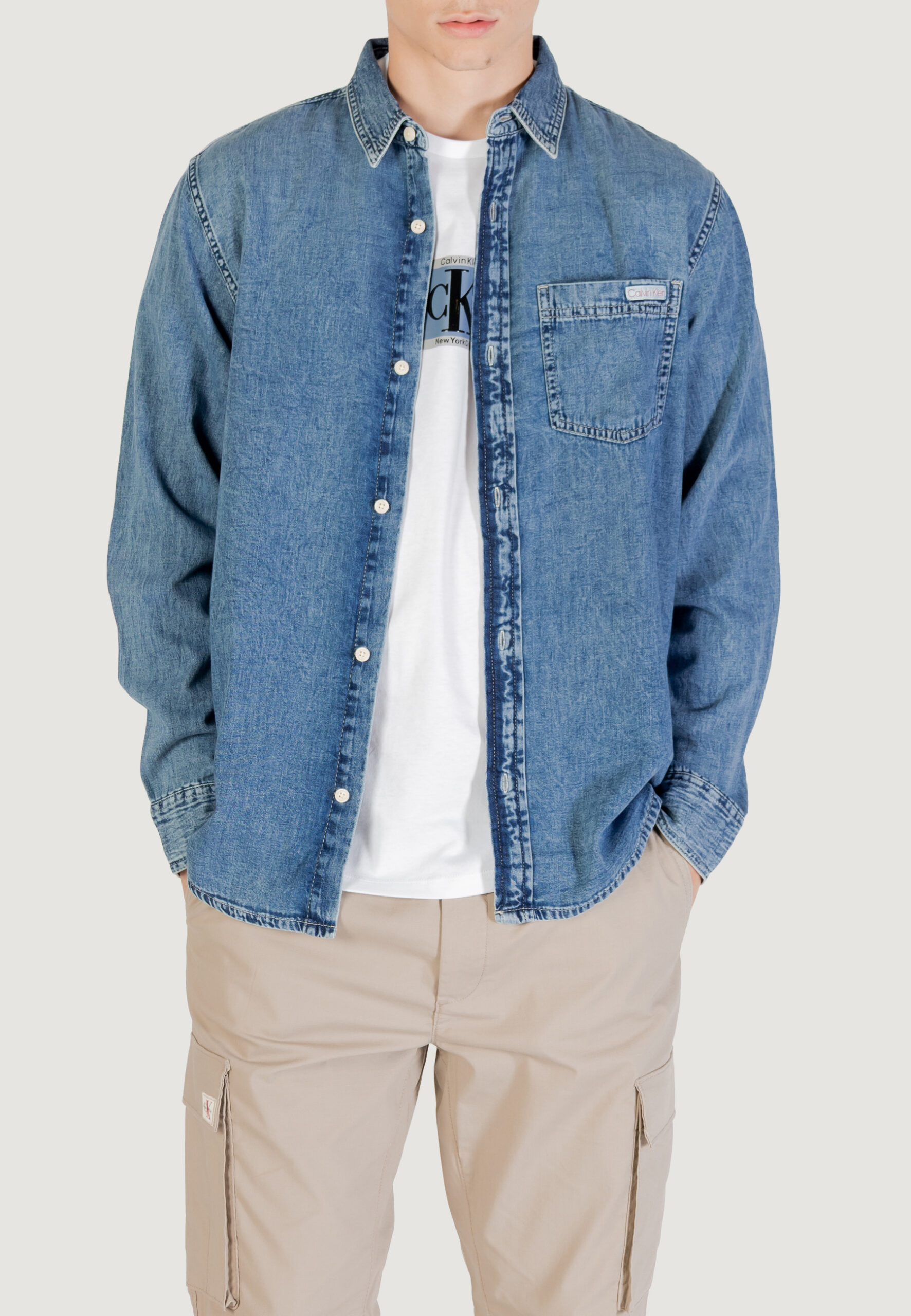 Camicia manica lunga Calvin Klein Jeans casual classic Indigo - Foto 1