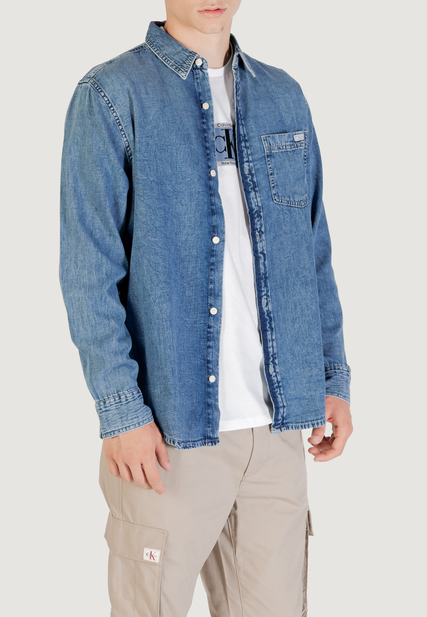 Camicia manica lunga Calvin Klein Jeans casual classic Indigo - Foto 2