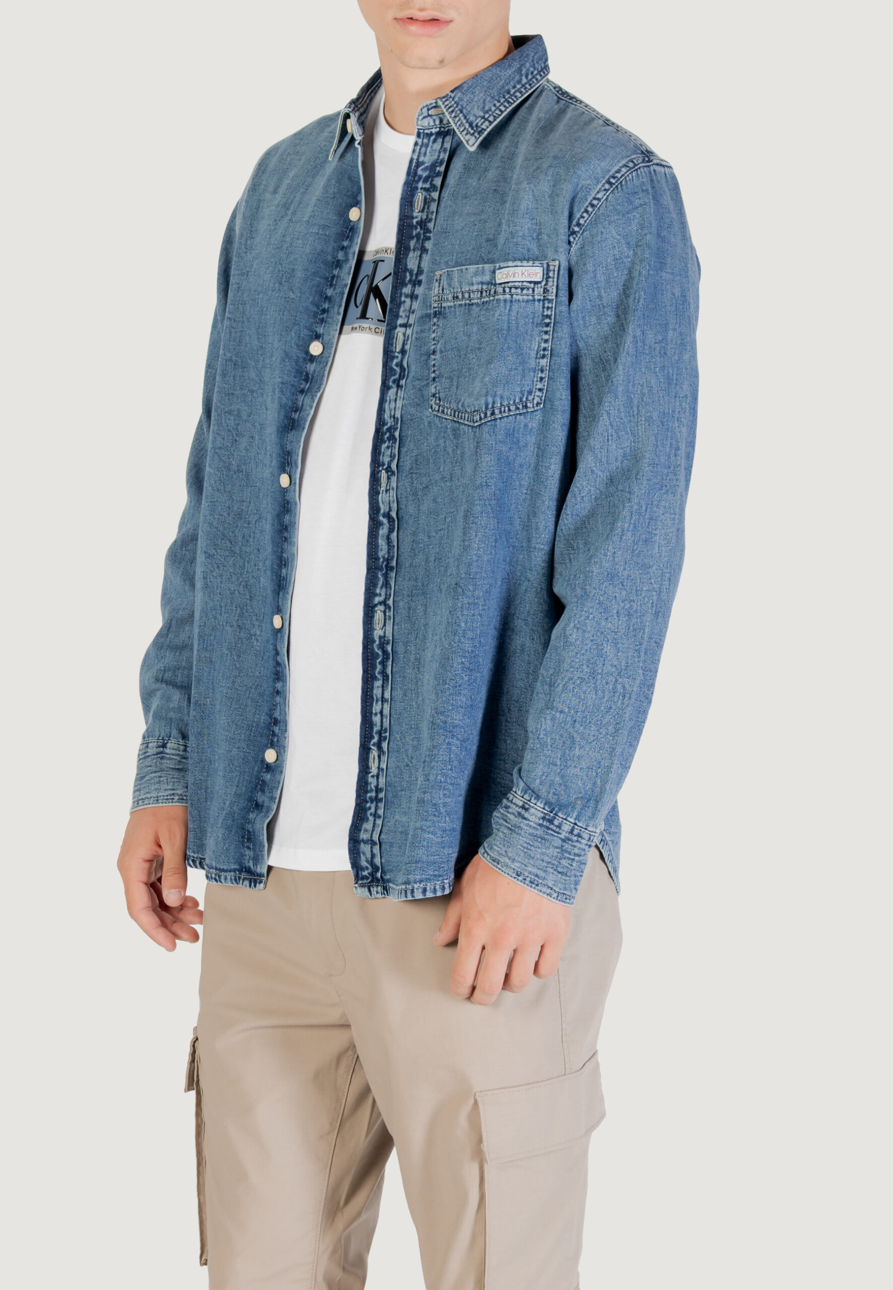 Camicia manica lunga Calvin Klein Jeans casual classic Indigo - Foto 3