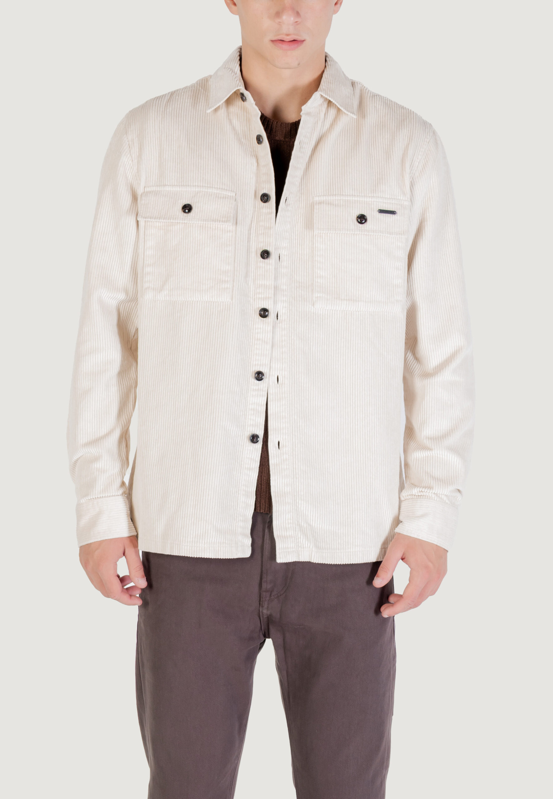 Camicia manica lunga Gianni Lupo overshirt Panna - Foto 5