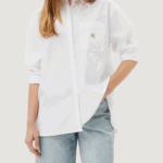 Camicia manica lunga Calvin Klein Jeans poplin relaxed shirt Bianco - Foto 1