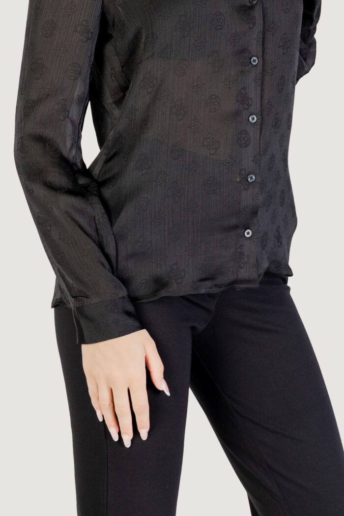 Camicia manica lunga Guess ls marthe logo shirt Nero