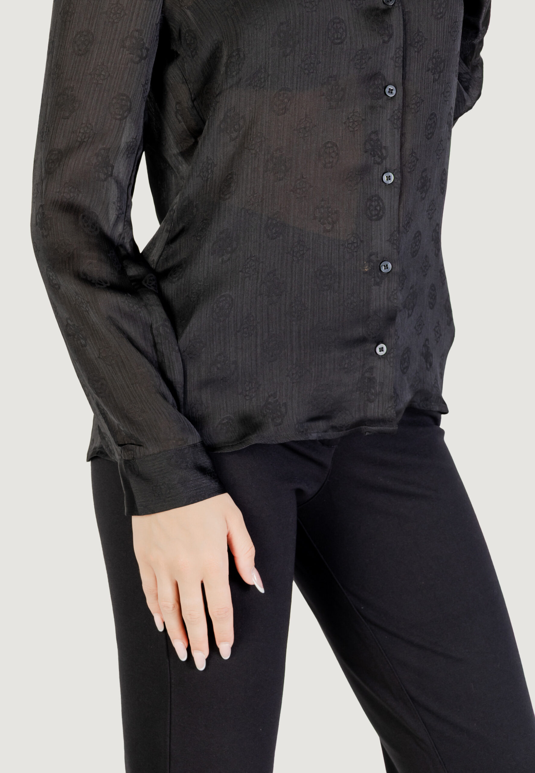 Camicia manica lunga Guess ls marthe logo shirt Nero - Foto 2