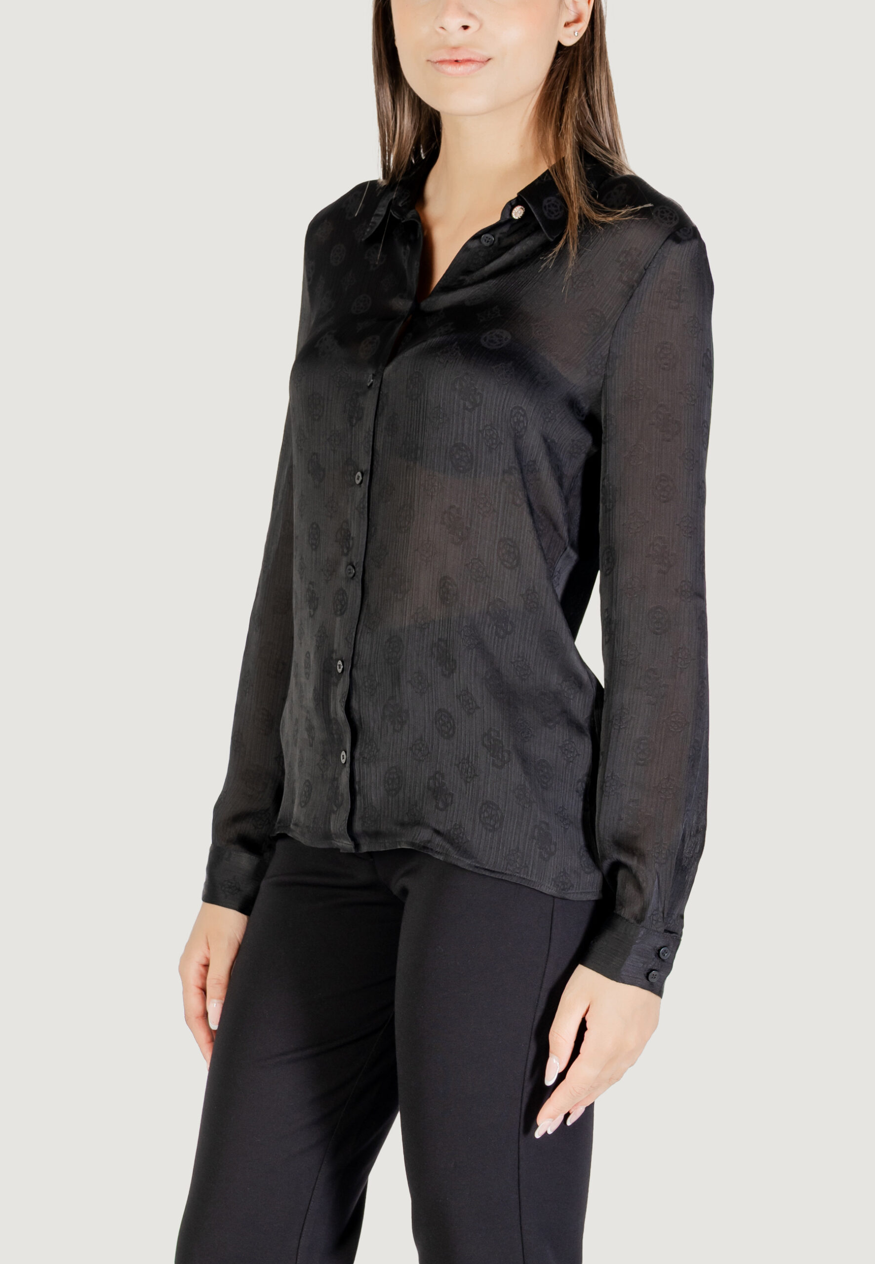 Camicia manica lunga Guess ls marthe logo shirt Nero - Foto 4