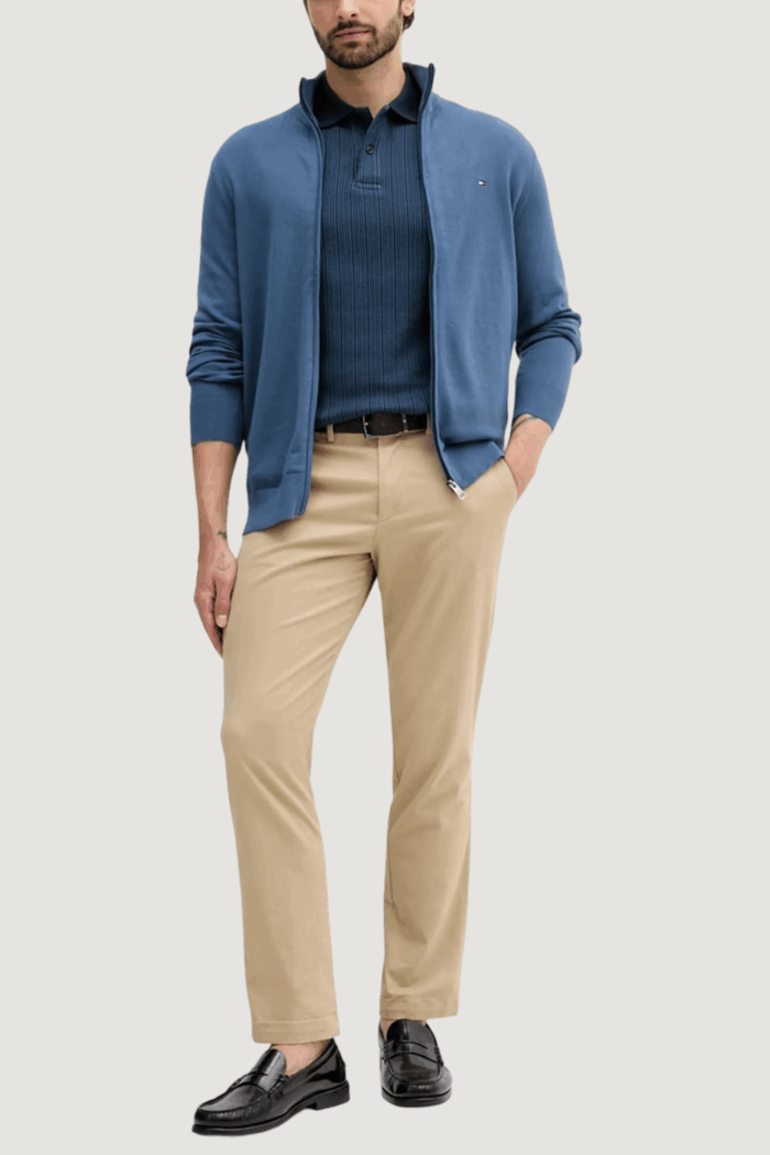 Cardigan Tommy Hilfiger essential cotton zip Celeste