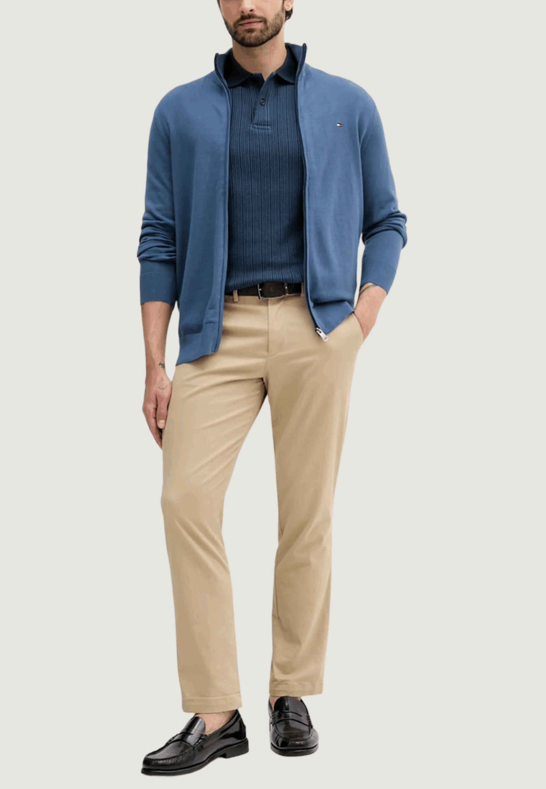 Cardigan Tommy Hilfiger essential cotton zip Celeste - Foto 2