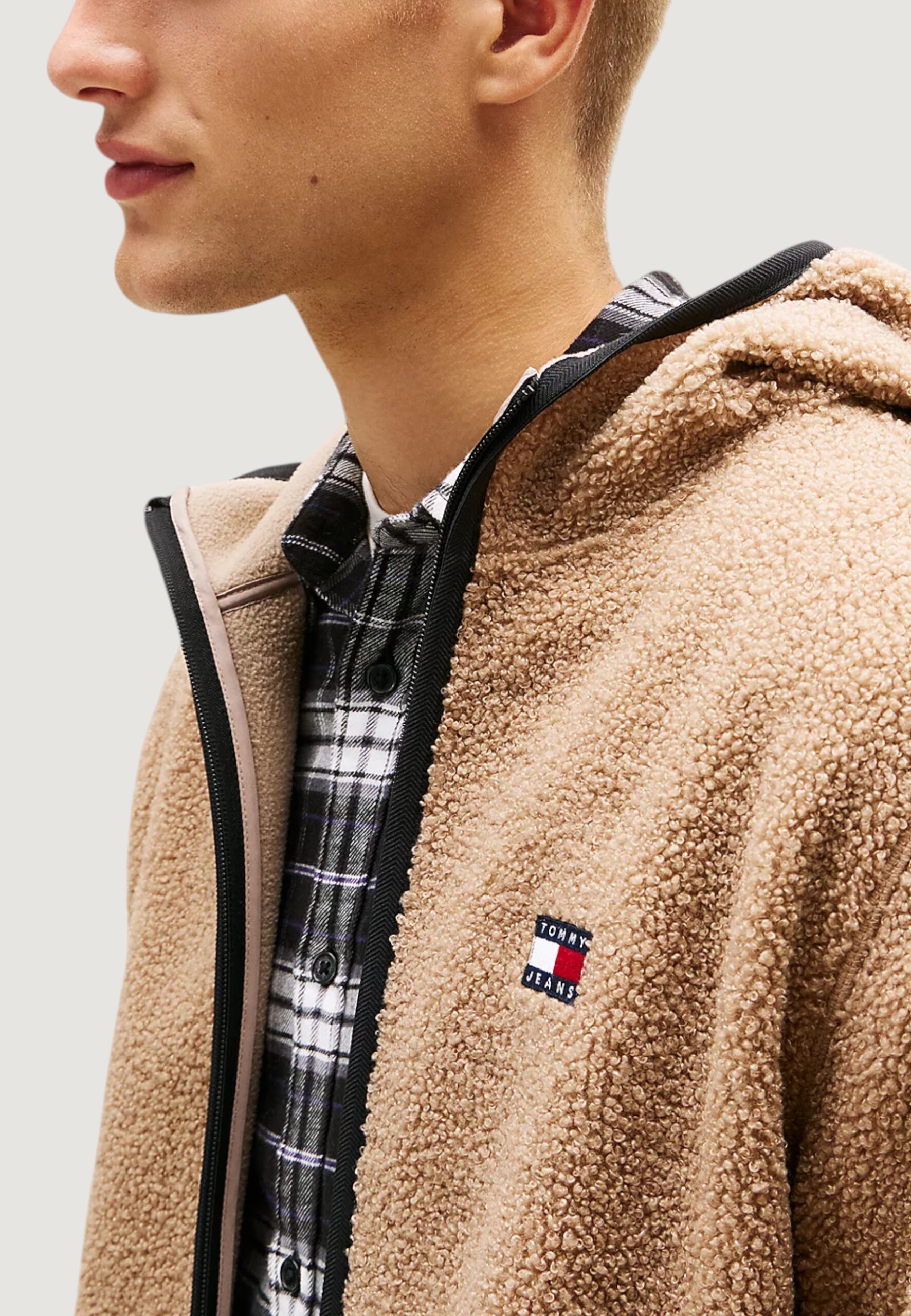 Felpa con cappuccio Tommy Hilfiger Jeans tjm reg badge teddy Beige scuro - Foto 2