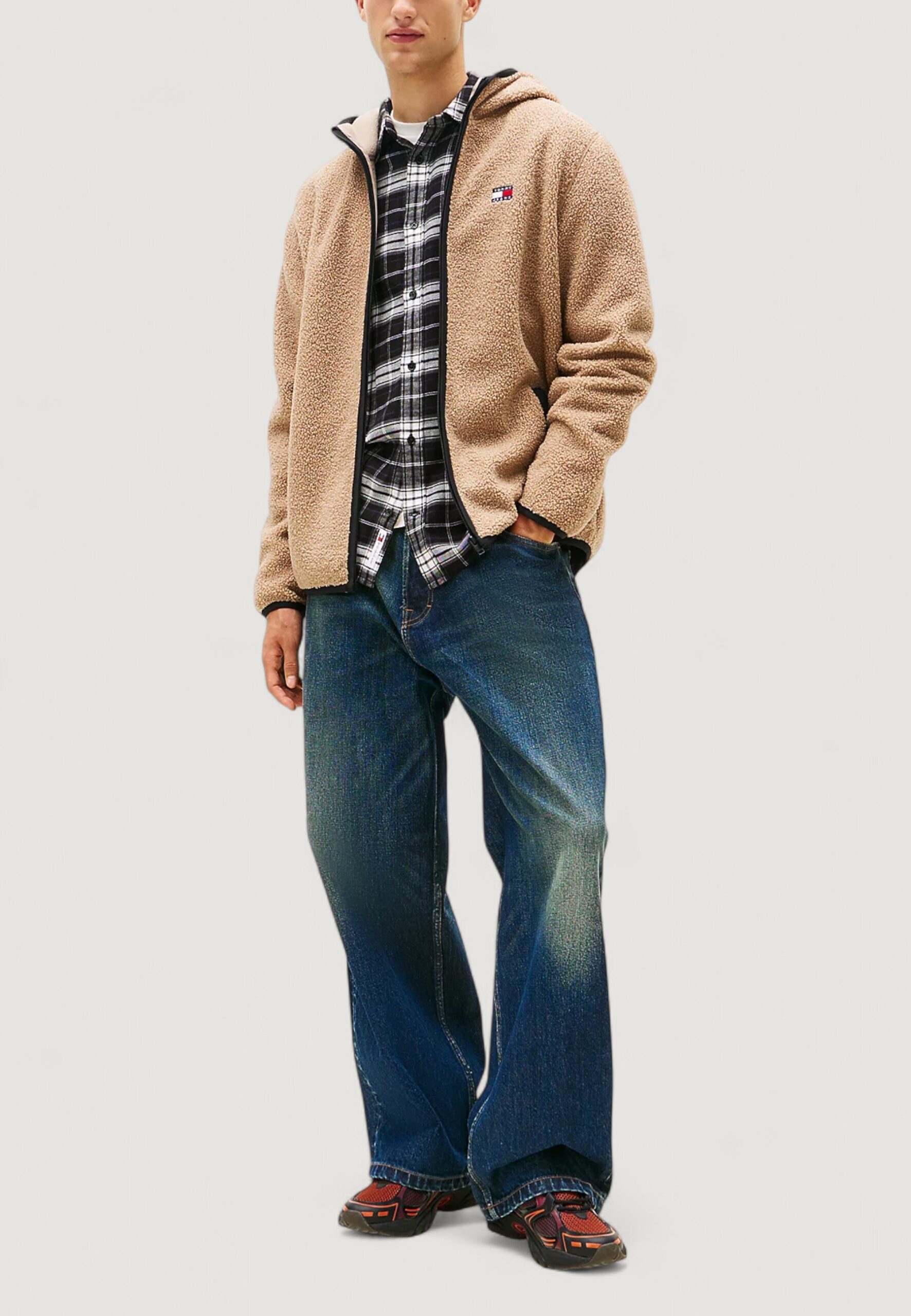 Felpa con cappuccio Tommy Hilfiger Jeans tjm reg badge teddy Beige scuro - Foto 3