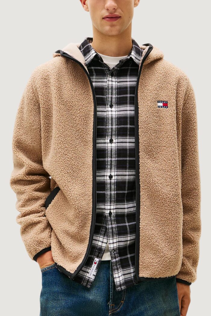 Felpa con cappuccio Tommy Hilfiger Jeans tjm reg badge teddy Beige scuro