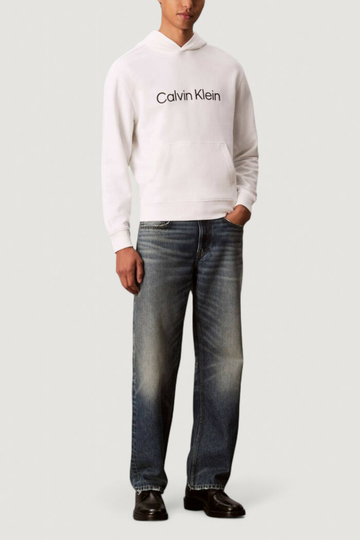 Felpa con cappuccio Calvin Klein ls eu standard logo Bianco