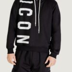 Felpa con cappuccio Icon logo verticale Nero - Foto 1