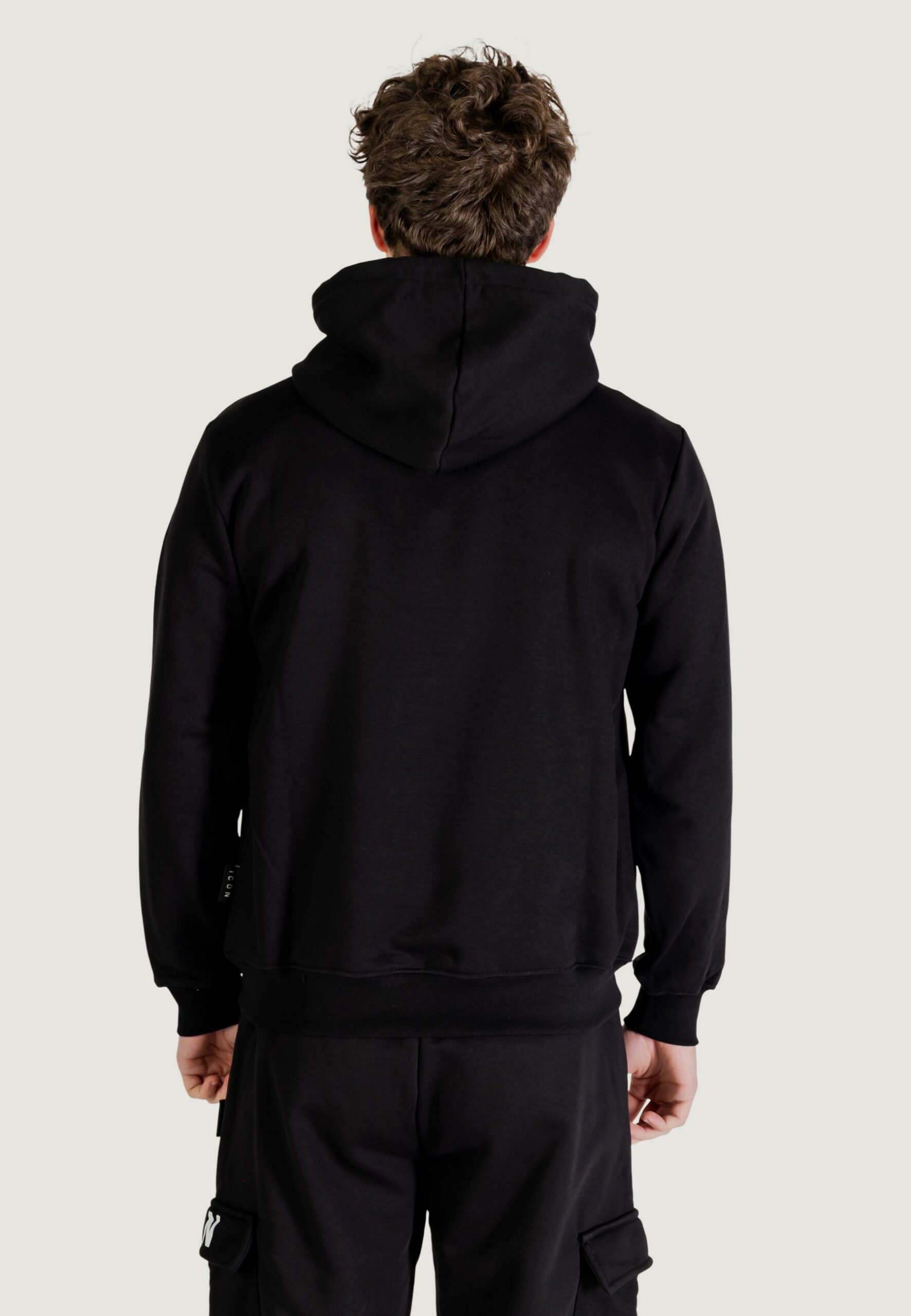 Felpa con cappuccio Icon logo verticale Nero - Foto 4