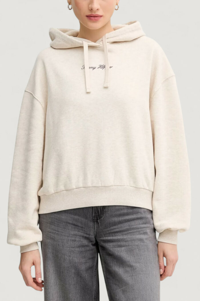 Felpa con cappuccio Tommy Hilfiger classic script fleec Beige