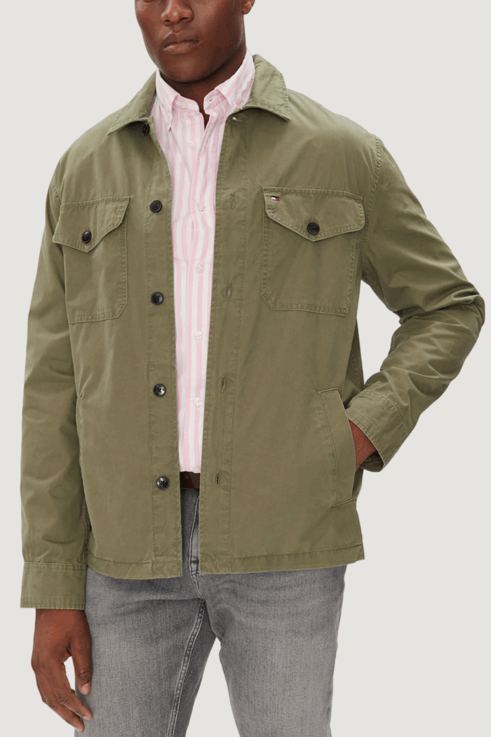 Giacchetto Tommy Hilfiger cotton twill shirt j Verde
