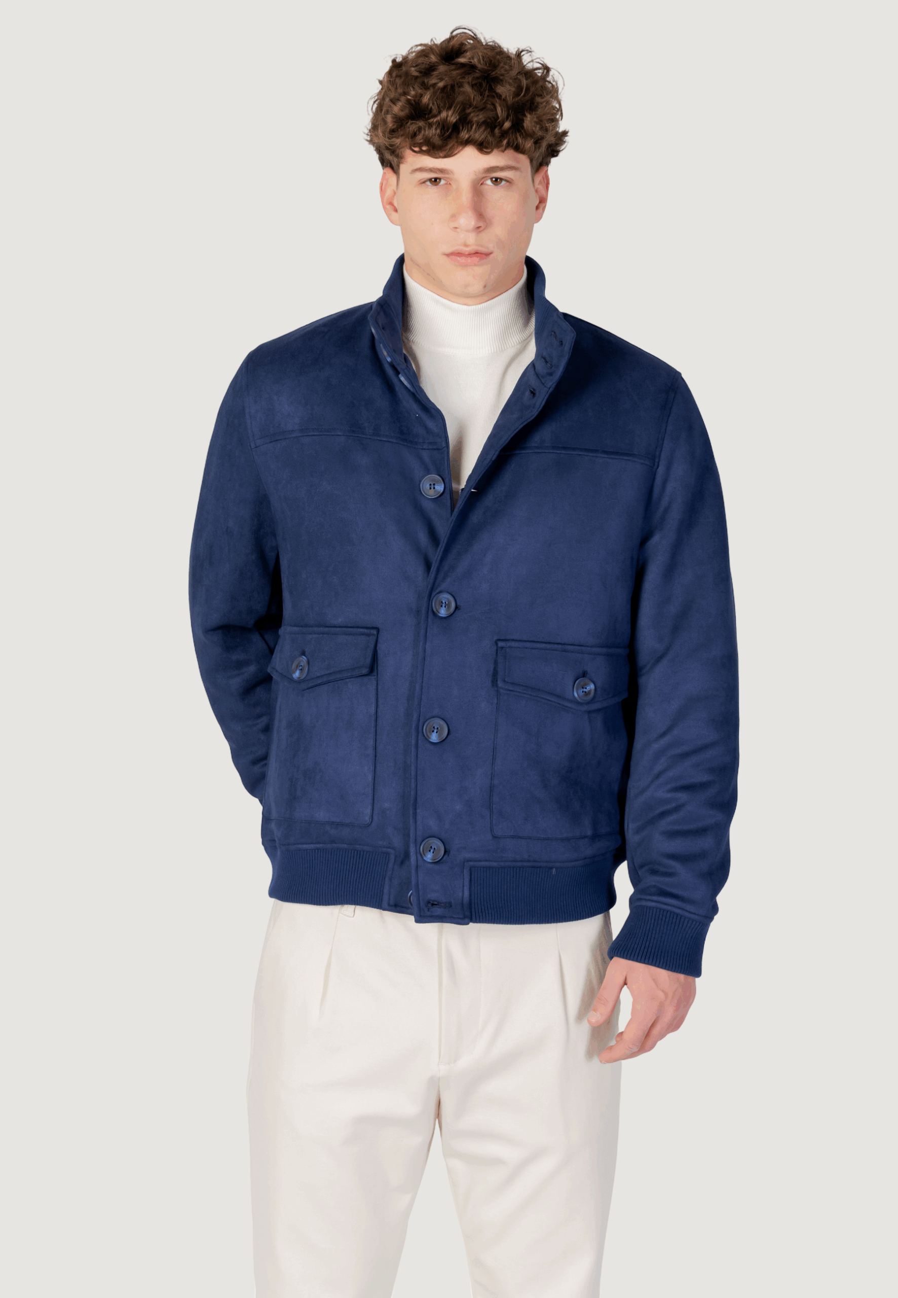 Giubbotto YOS giubbino suede Blu Chiaro - Foto 1