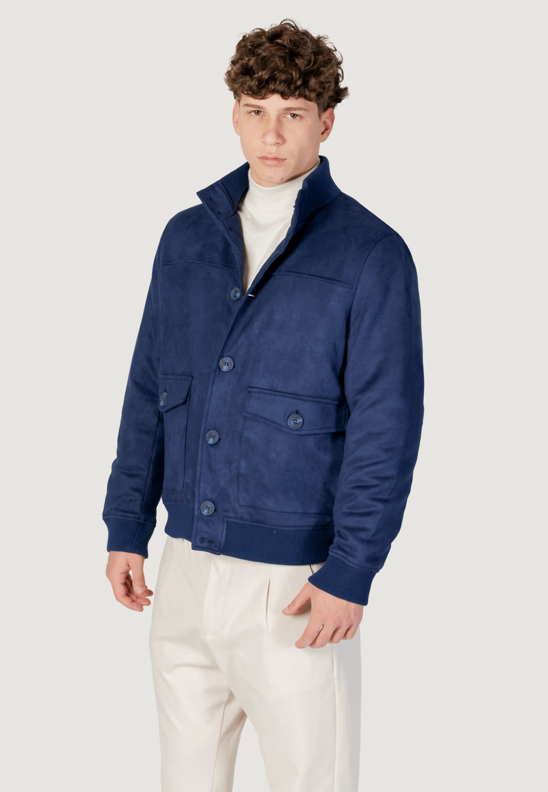 Giubbotto YOS giubbino suede Blu Chiaro - Foto 2