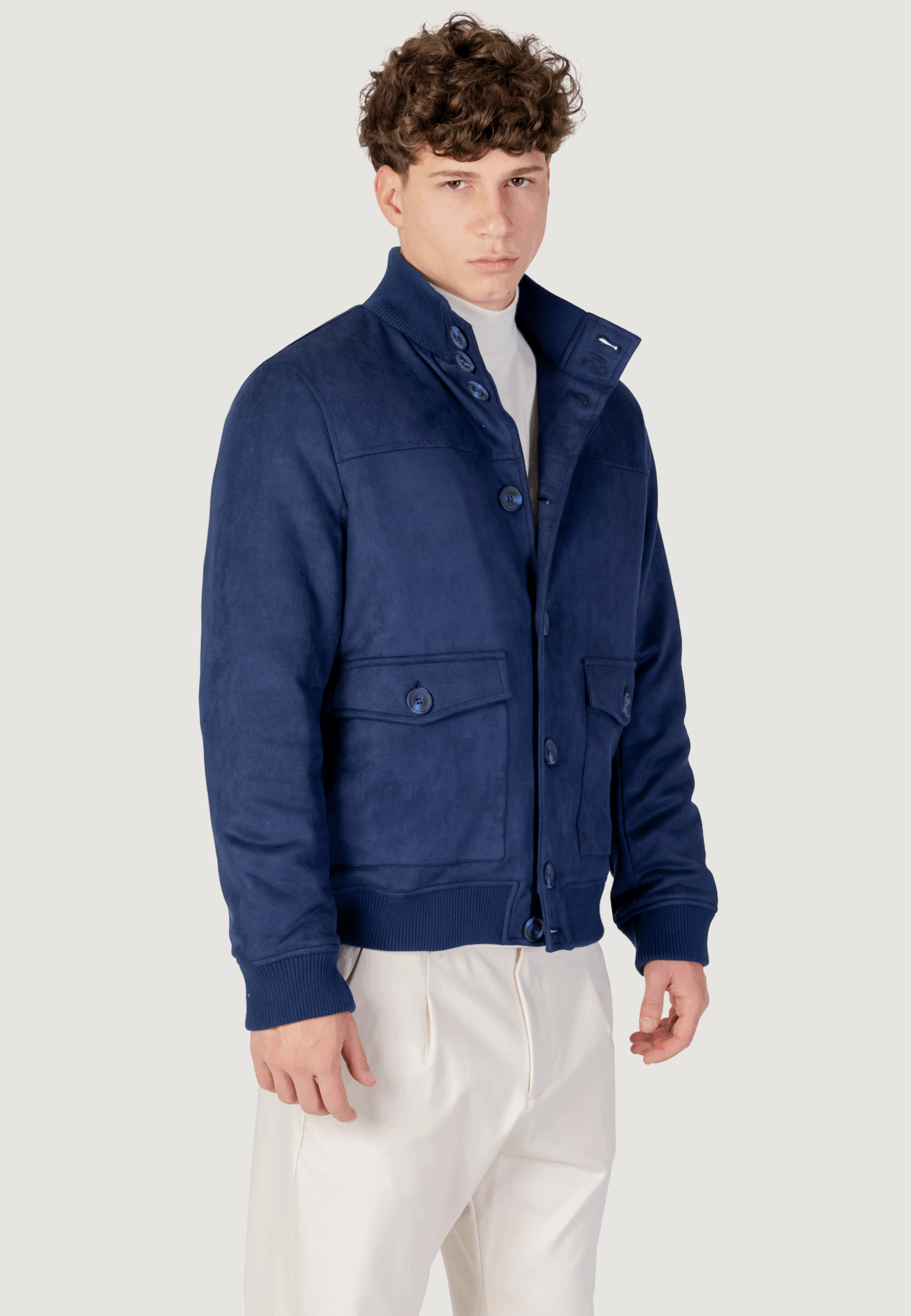 Giubbotto YOS giubbino suede Blu Chiaro - Foto 3