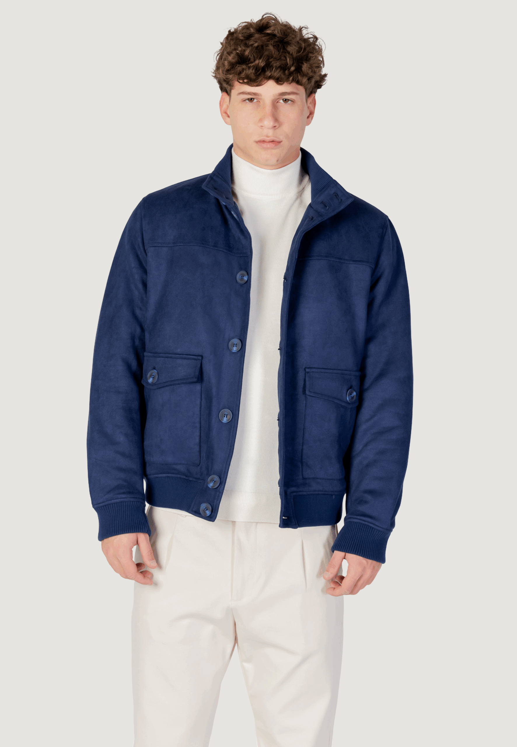 Giubbotto YOS giubbino suede Blu Chiaro - Foto 5