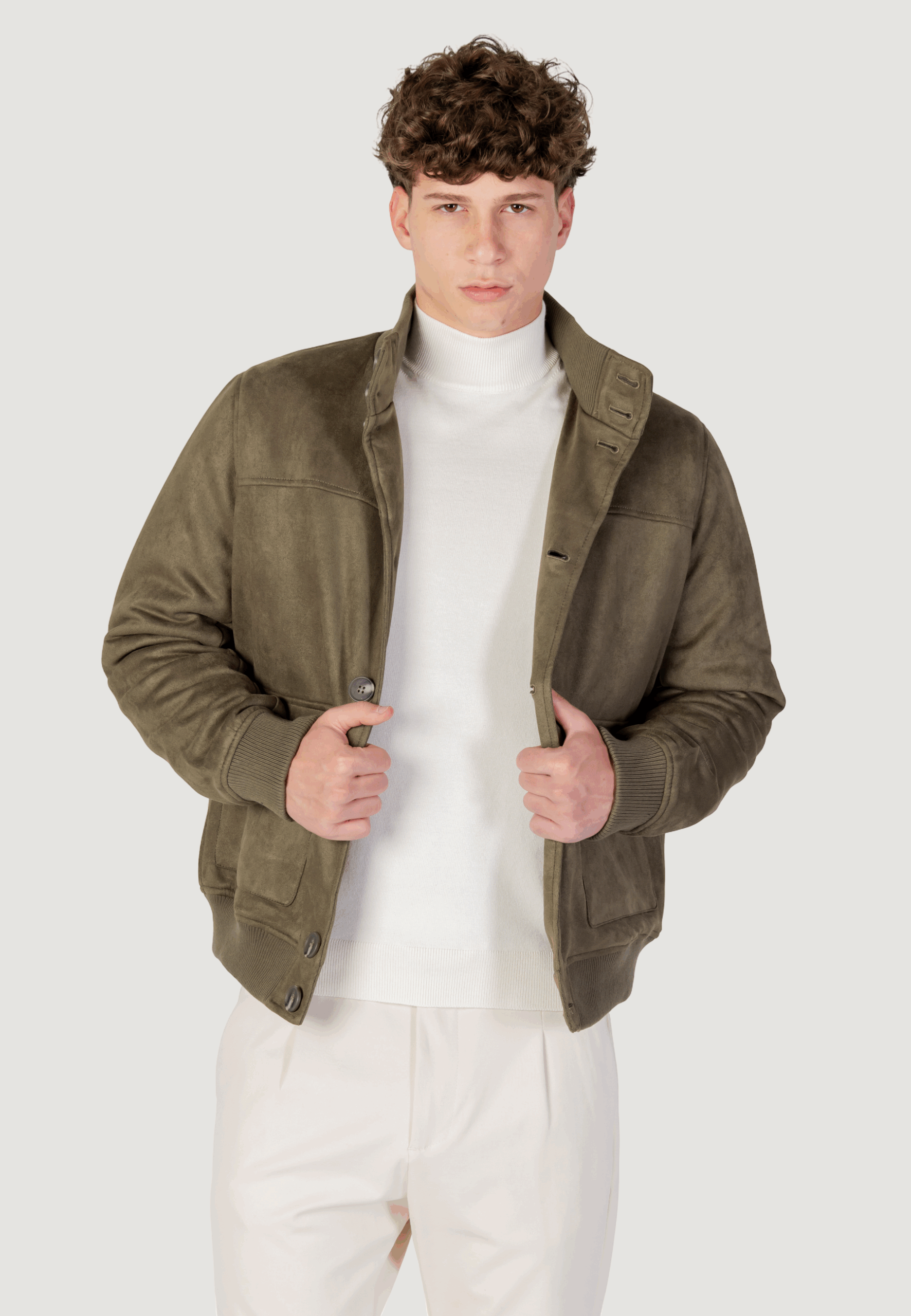 Giubbotto YOS giubbino suede Verde Oliva - Foto 1