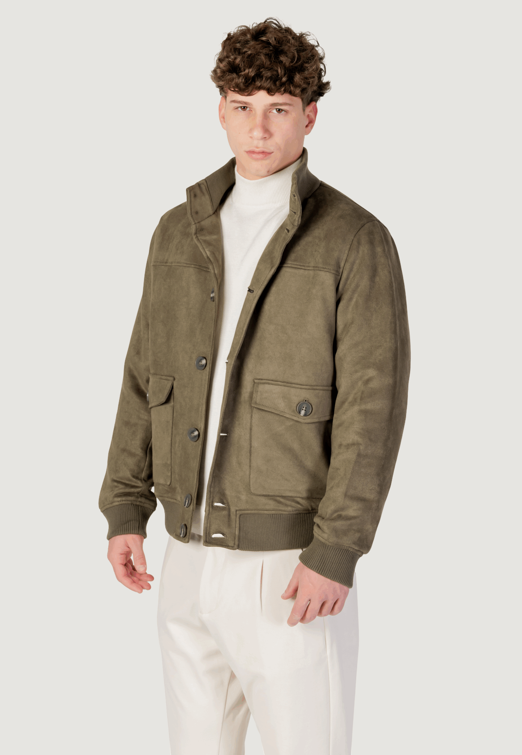 Giubbotto YOS giubbino suede Verde Oliva - Foto 2